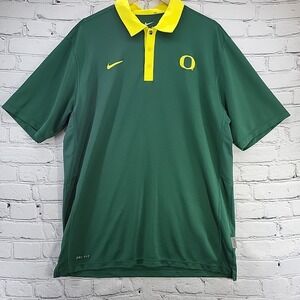 Nike Oregon State Ducks Shirt Polo Mens Sz L/XL Green Yellow Flaw
